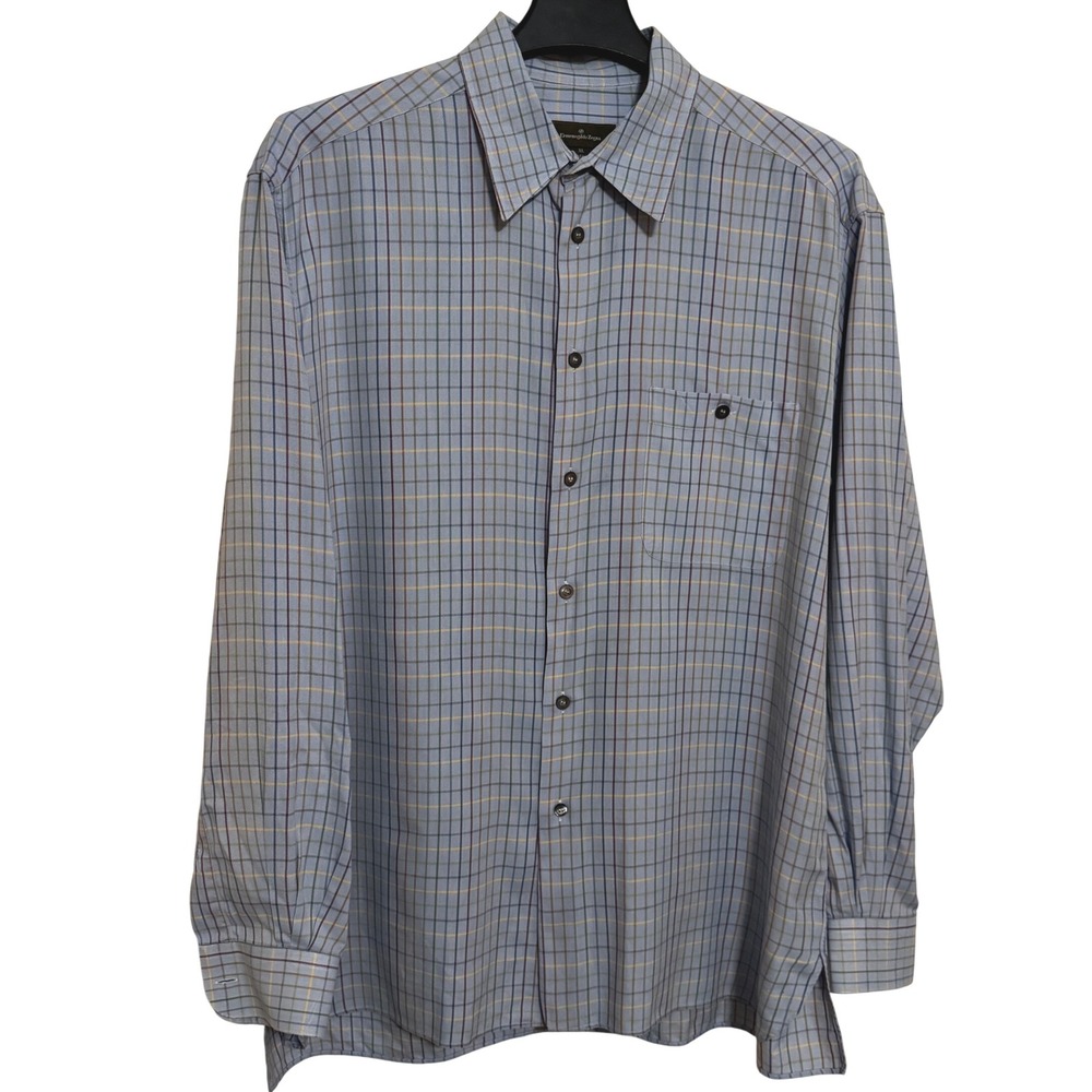 Ermenegildo Zenga Casual Button down Shirt Mens XL Long sleeve Blu Striped Italy